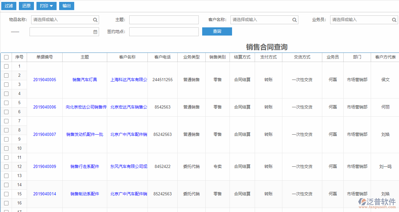 銷售合同管理軟件系統_ERP企業管理系統_泛普軟件